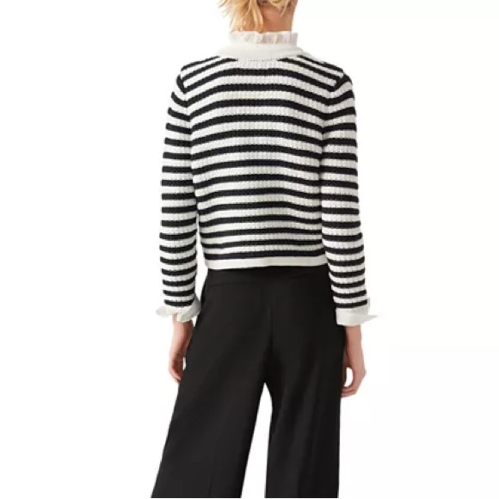 Ba&sh Gamden striped Cropped V-neck gold-tone military-style buttons cardigan 0 - Picture 3 of 13